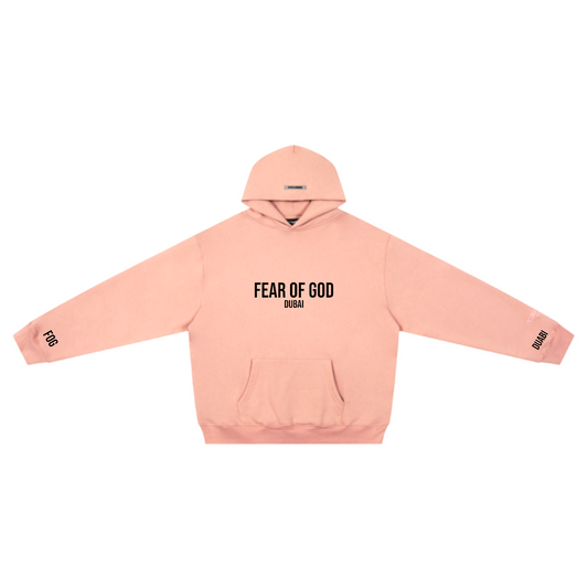 Fear of God Dubai Pink/Black Logo Pullover Hoodie